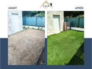 Rénovation jardin extérieur pelouse synthétique_60